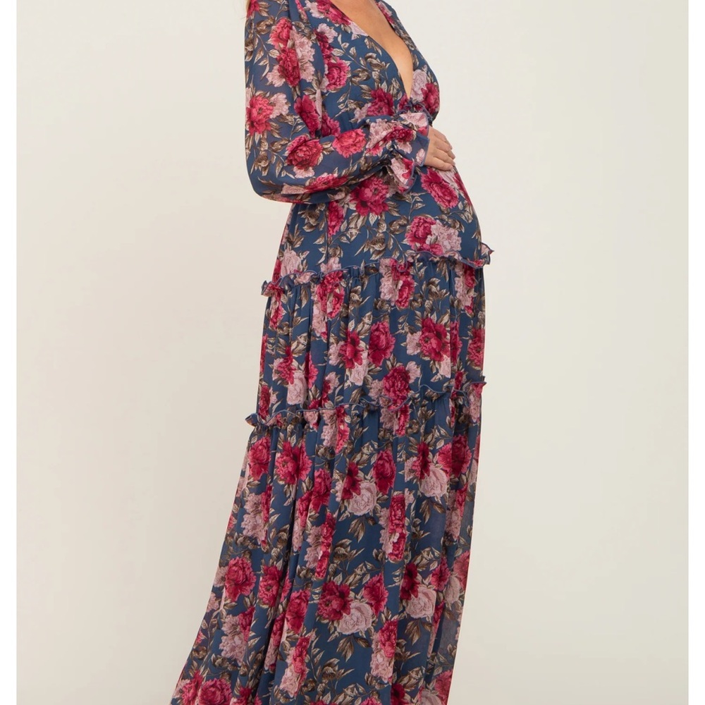 Pinkblush Floral Maxi Dress - Blue and Pink